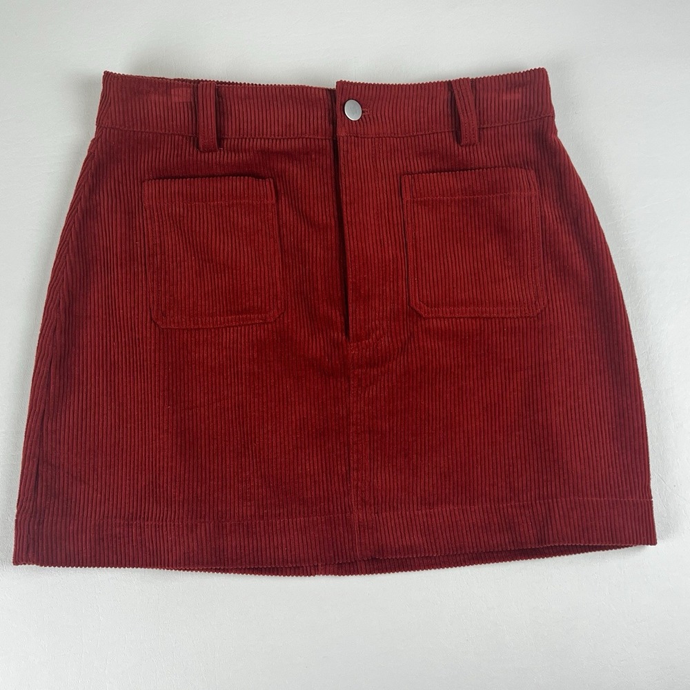 Double Zero Molly Mini Skirt Burgundy Red Corduroy Cotton A-Line DZ23F798 S
